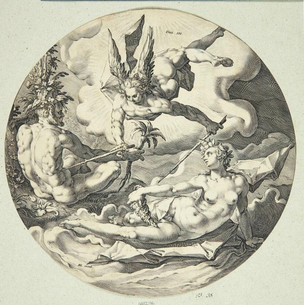Gud skaber landjorden og planterne (Dies III) by Jan Harmensz. Muller