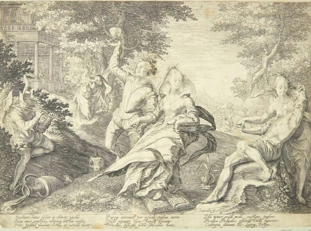 De uforstandige jomfruer fester by Jan Saenredam