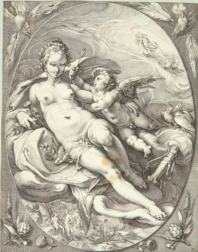 Venus og Amor by Jan Saenredam