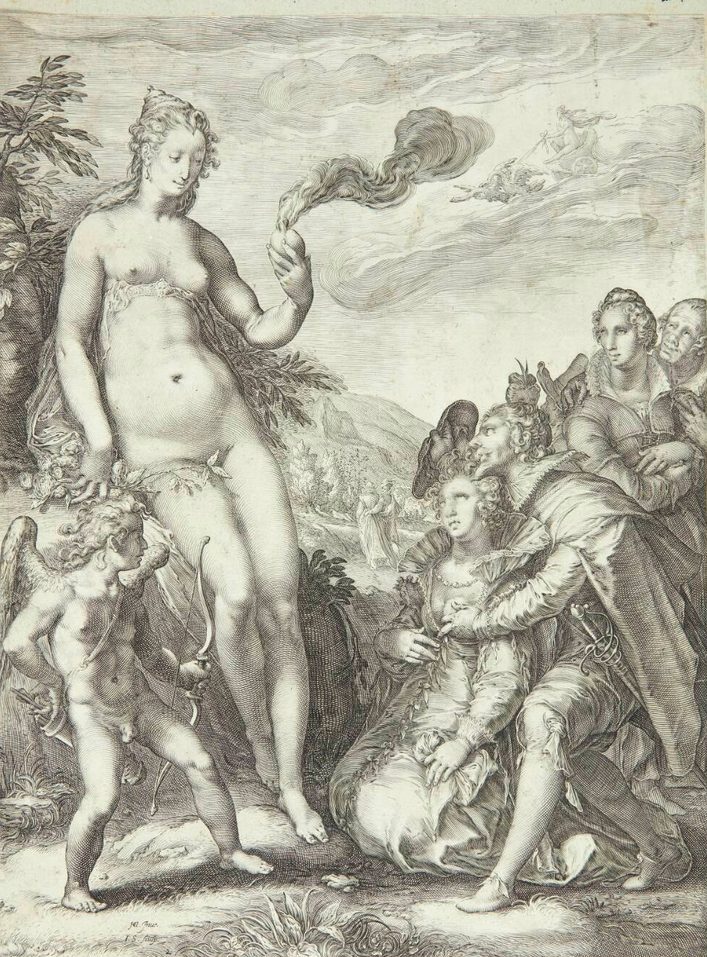 Hyldest til Venus og Amor by Jan Saenredam