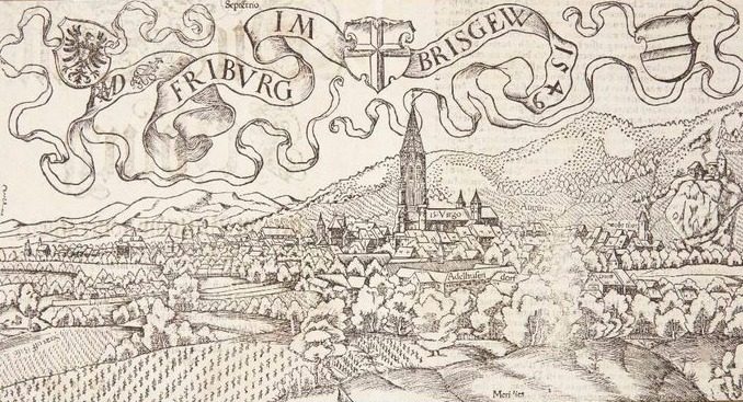 Kort over Freiburg im Breisgau by Hans Rudolf Manuel Deutsch