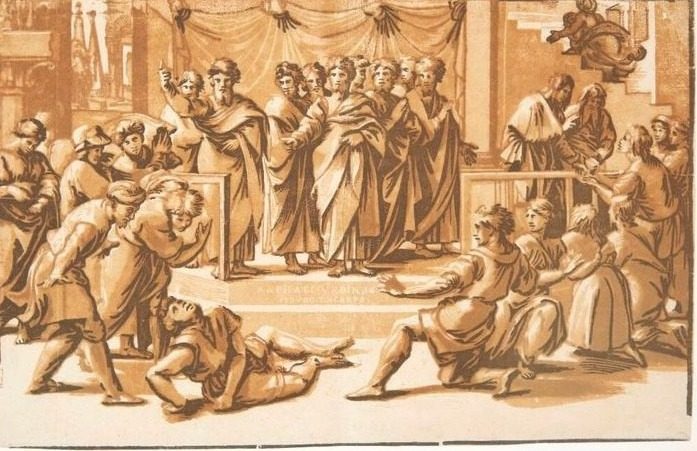 Ananias' død by Ugo da Carpi