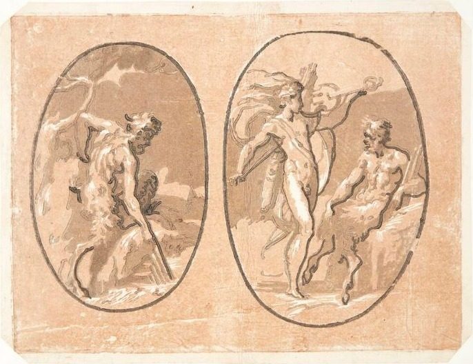 "Pan" og "Apollon og Marsyas" by Ugo da Carpi