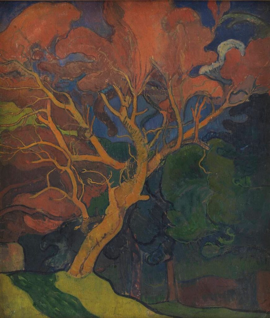 Skovinteriør med kroget træ by Mogens Ballin