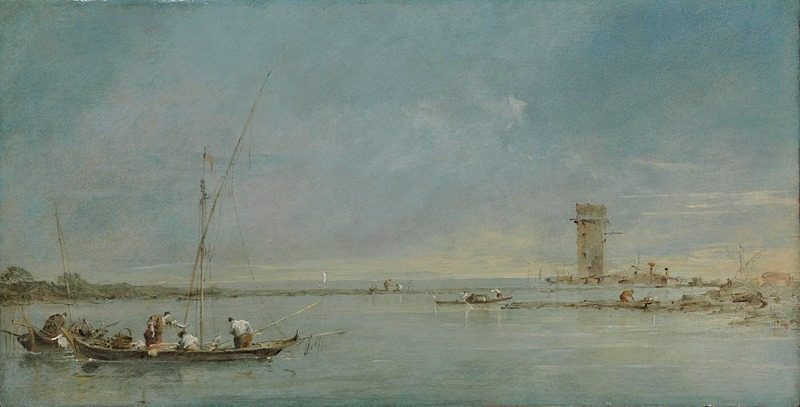 Guardi - View of the Venetian Lagoon with the Tower of Malghera, probably 1770s, NG2524 by Francesco Guardi