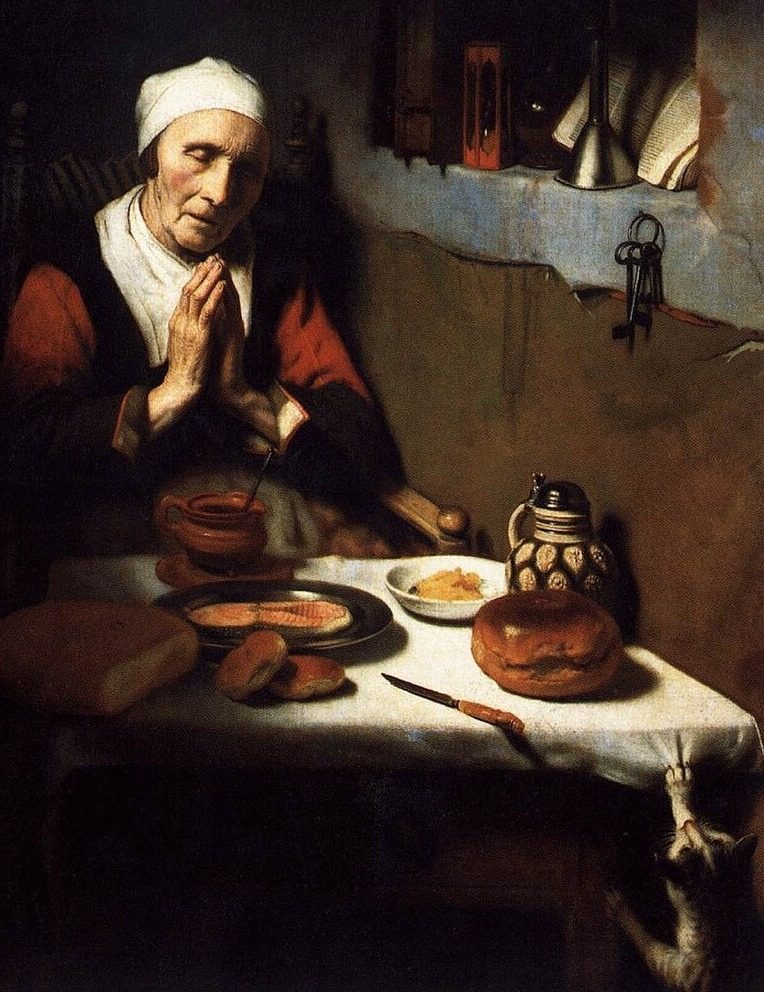 Old Woman Saying Grace, Known as ‘The Prayer without End’ by Nicolaes Maes