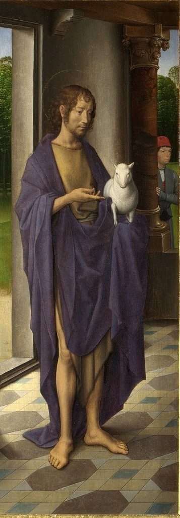 The Virgin and Child with Saints Catherine and Barbara, and John Donne of Kidwelly and his family by Hans Memling