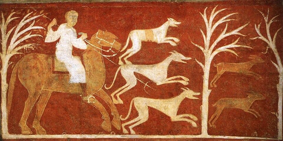 Hunt of the Hare by Unknown Romanesque Painter, Spanish (12th century)
