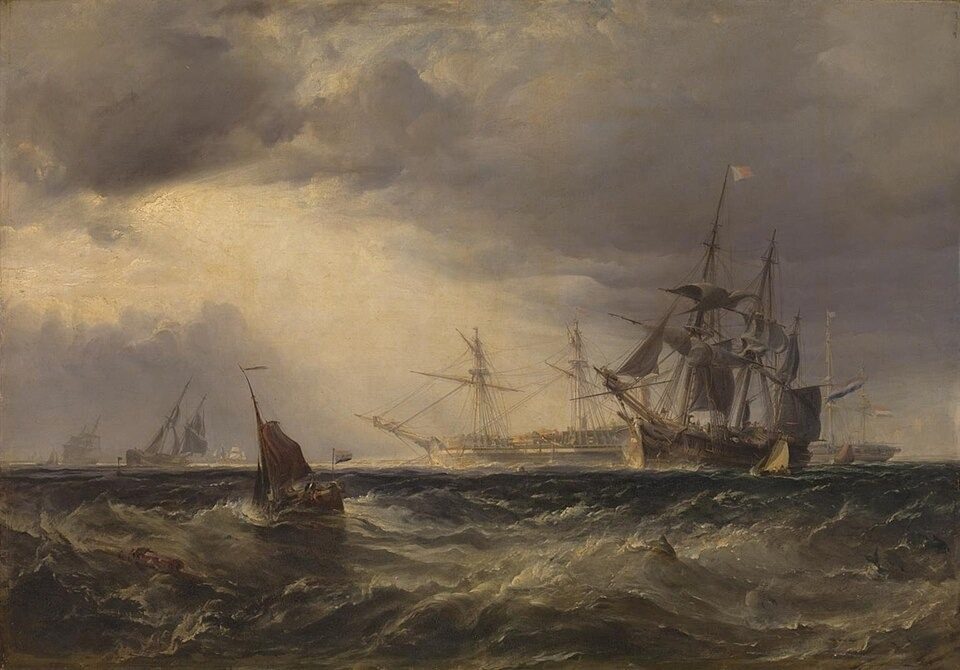 Dutch East Indiamen Weighing their Anchors by George Chambers