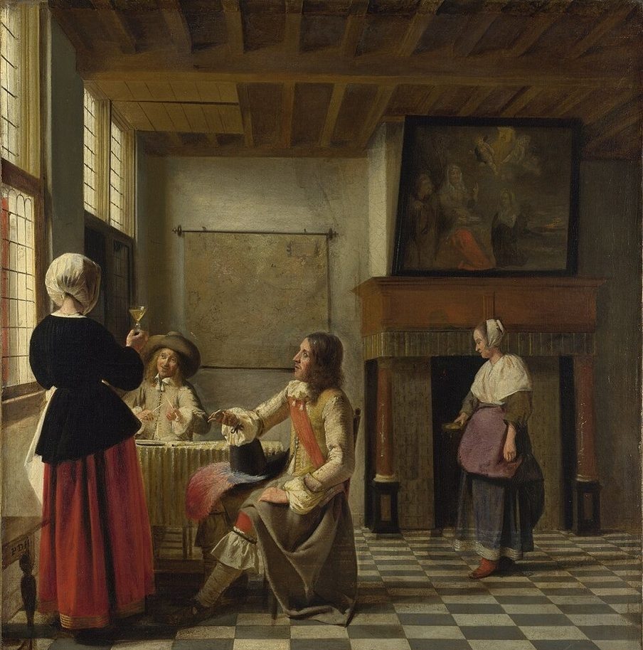 A Woman Drinking with Two Men by Pieter de Hooch