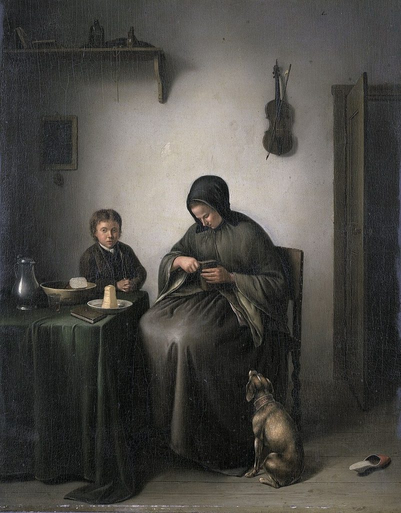 Een vrouw die brood snijdt Rijksmuseum SK-C-156FXD by Johannes Christiaan Janson