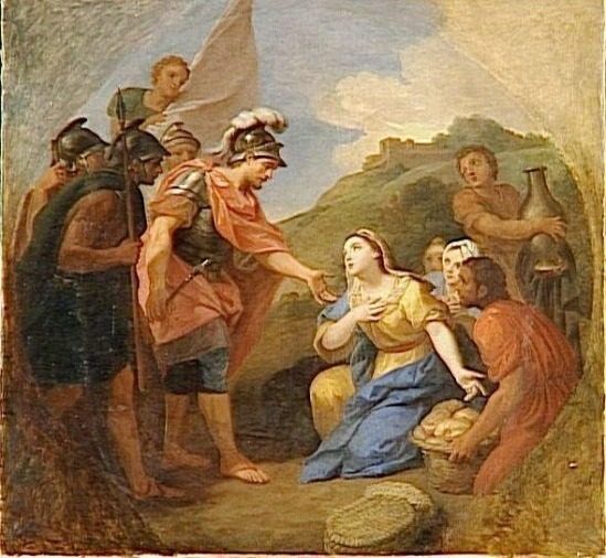 Abigaïl donnant des pains et du vin à David Abigail Offering Bread to David by Louis de Boullogne