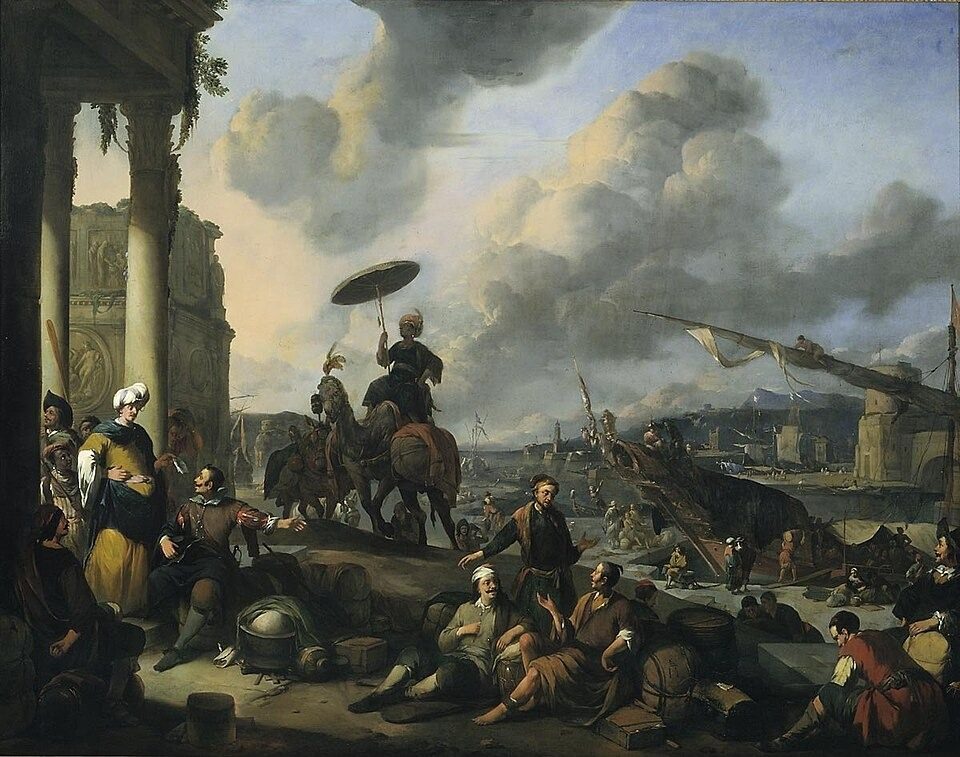 Harbour on the Mediterranean by Johannes Lingelbach