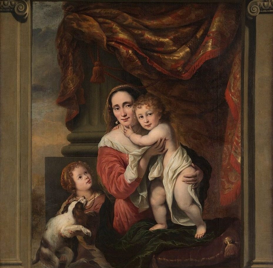 Caritas: Joanna de Geer (1629-1691) met haar kinderen Cecilia Trip (1660-1728) en Laurens Trip (geb. 1662) Caritas: Johanna de Geer (1629-91 by Ferdinand Bol