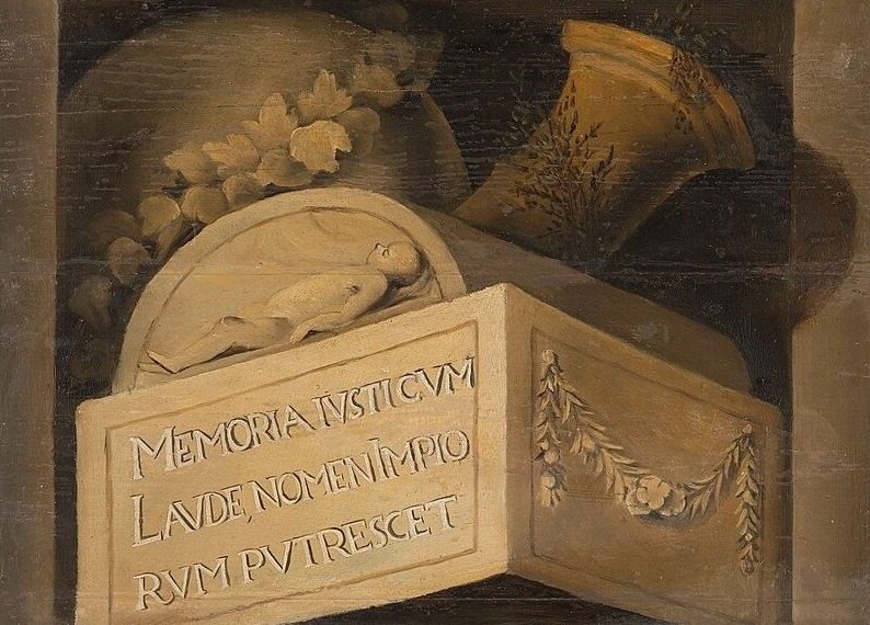 Graftombe met inscriptie by Jacob van Campen