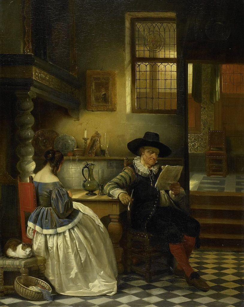 Zeventiende-eeuws binnenhuis by Jan August Hendrik Leys