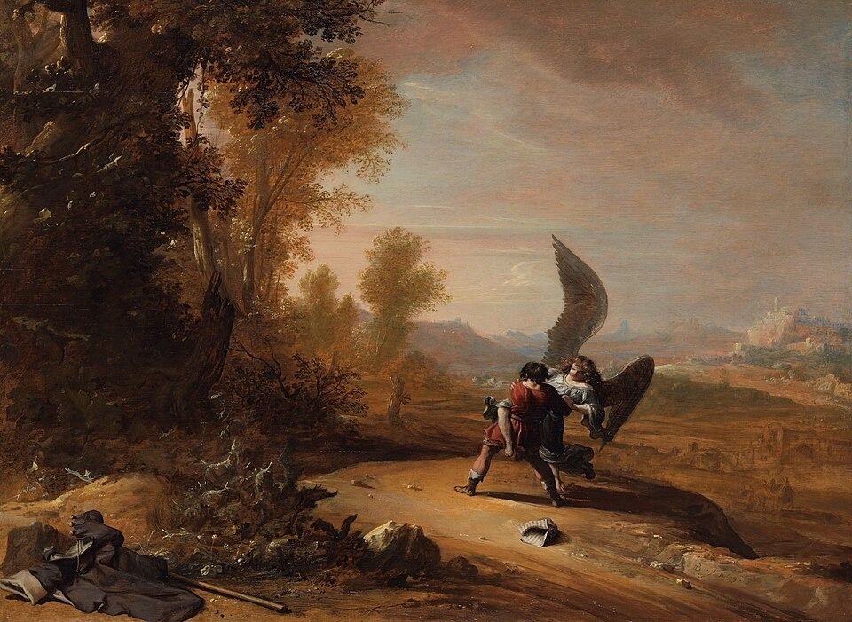 Jacob worstelt met de engel by Bartholomeus Breenbergh