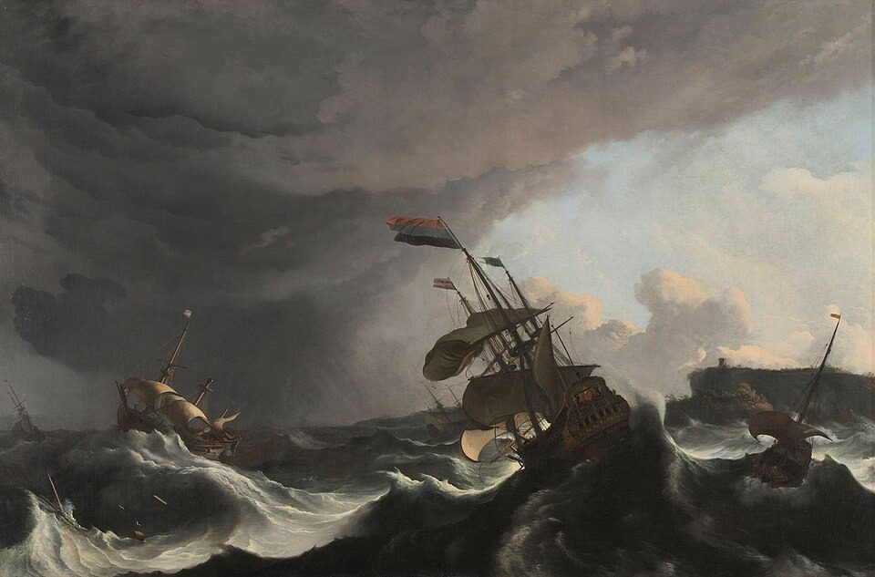 Warships in a Heavy Storm by Ludolf Bakhuizen