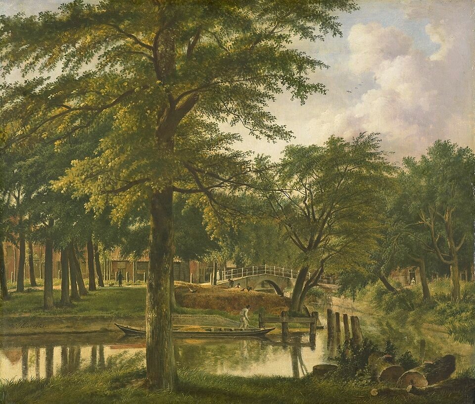 Gezicht op de Nieuwe Gracht bij het Bolwerk te Haarlem by Wybrand Hendricks