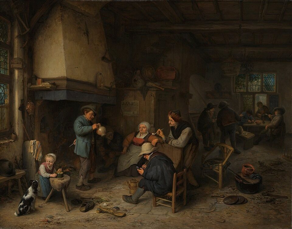 Boerengezelschap binnenshuis by Adriaen van Ostade