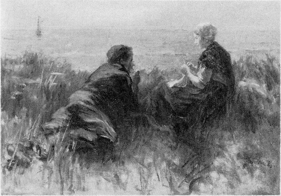 Een jongen en een meisje op een duintop. by Jozef Israëls