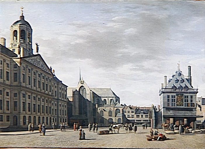 View of the Amsterdam Town Hall, Nieuwe Kerk, and Dam Square with the Weigh House by Gerrit Adriaenszoon Berckheyde