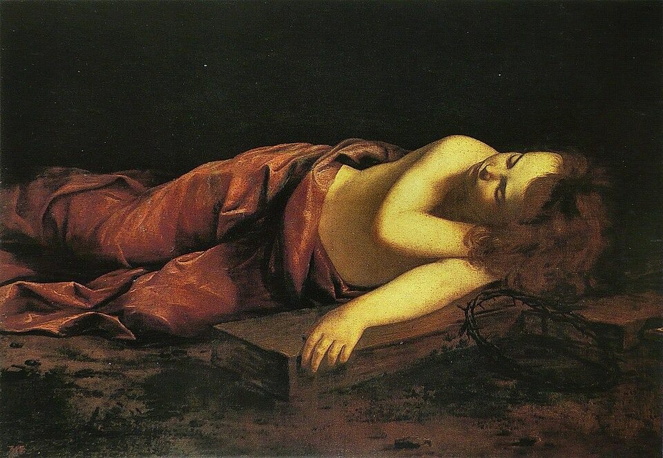 Jésus endormi sur la croix by Orazio Gentileschi