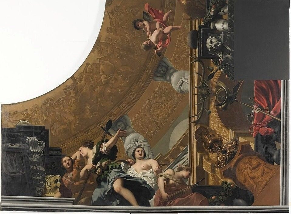 Onderdeel (rechtsonder) van een plafondschildering met als hoofdvoorstelling Diana en haar gezellinnen by Gerard de Lairesse