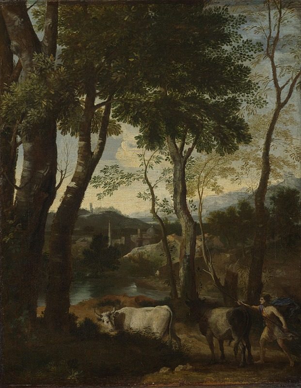 Krajobraz z pasterzem Landscape with a Cowherd by Gaspard Dughet