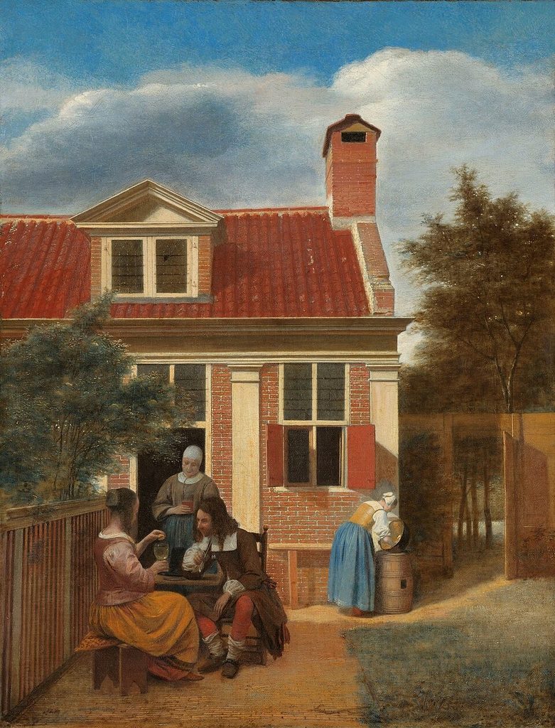 Een gezelschap op de plaats achter een huis, SK-C-150 by Rijksmuseum