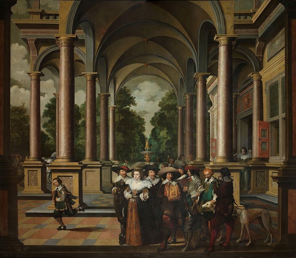Galerij van een paleis met ornamentale architectuur en zuilen Zevendelige kamerbeschildering Een Galerij, SK-A-3937 by Rijksmuseum