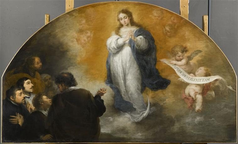 Murillo - L'apparition de l'Immaculée conception à six personnages, INV 927 by Bartolomé Esteban Murillo