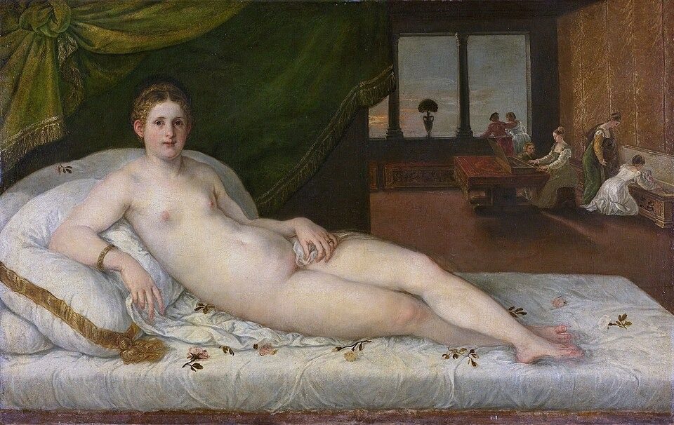 Liggende Venus Reclining Venus by Attributed to Lambert Sustris