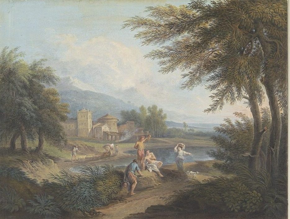 Arcadisch landschap met herders en een vrouw, RP-T-1937-37 by Rijksmuseum