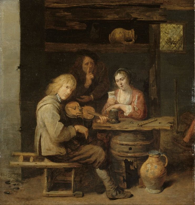 La Leçon de chant ou intérieur de cabaret Interior of an inn (Allegory of the senses) by David Ryckaert III