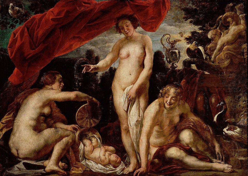 Die Töchter des Kekrops finden den kleinen Erichthonios Daughters of Kekrops Finding Erichthonios. by Jacob Jordaens