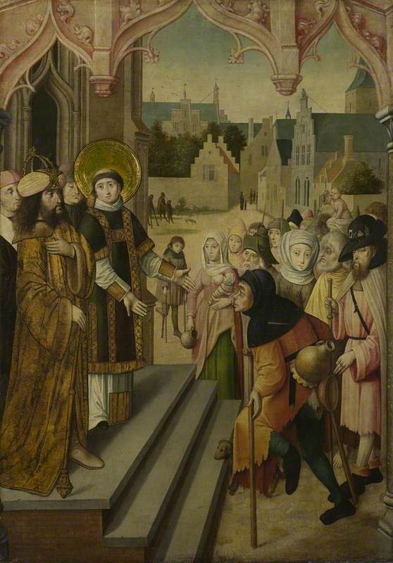 Saint Lawrence before the Prefect by Master of the Cologne legend of St. Ursula