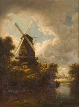 Molen op de hoge kant van een vaart by anonymous